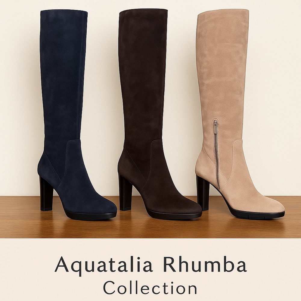 3-Color Aquatalia Rhumba Bundle – Navy, Dark Brown & Tan Suede Boots (Size 8.5)